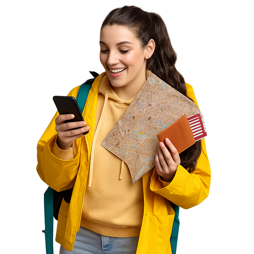 Student holding passport