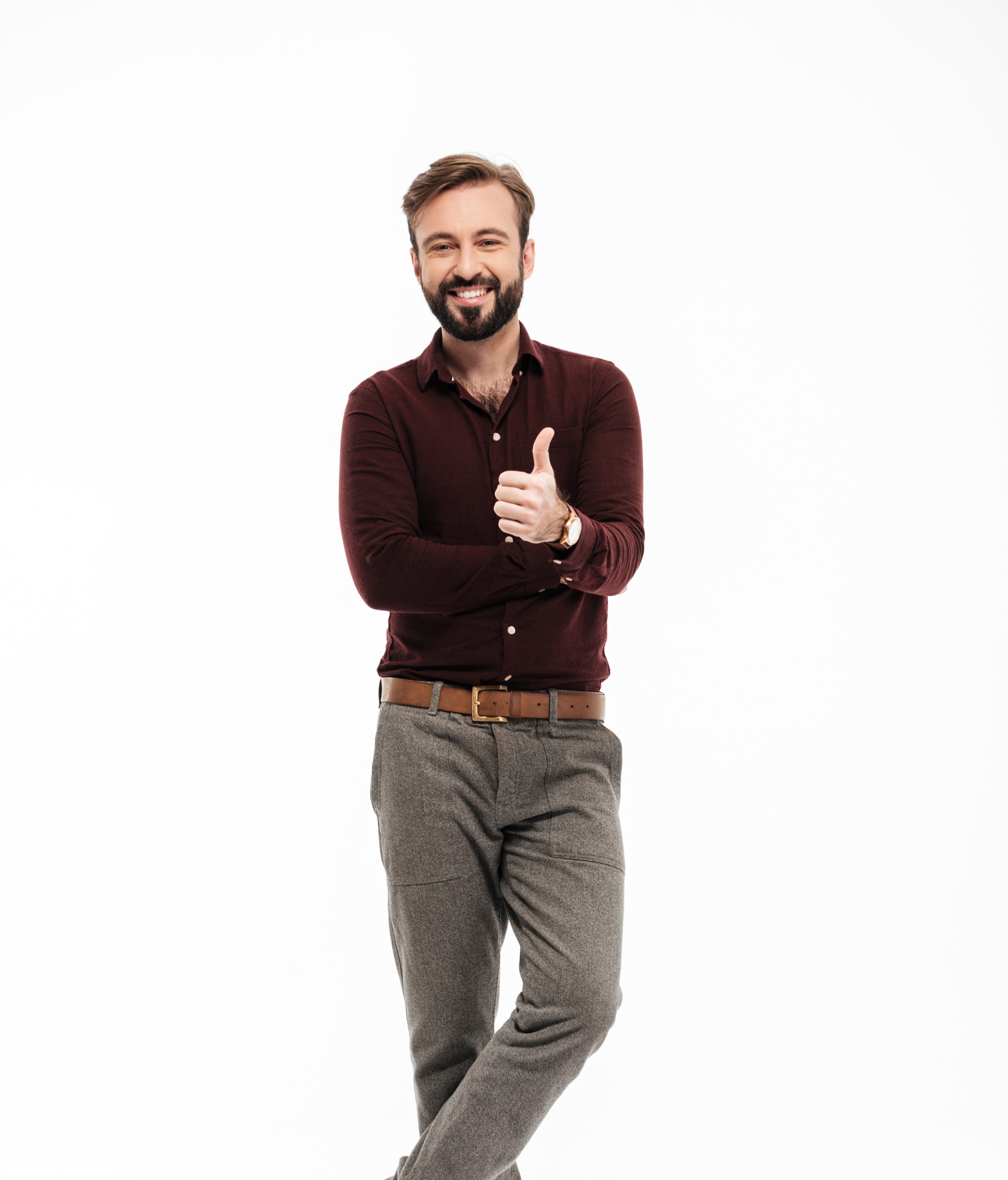 Happy student giving thumbs up with success stories